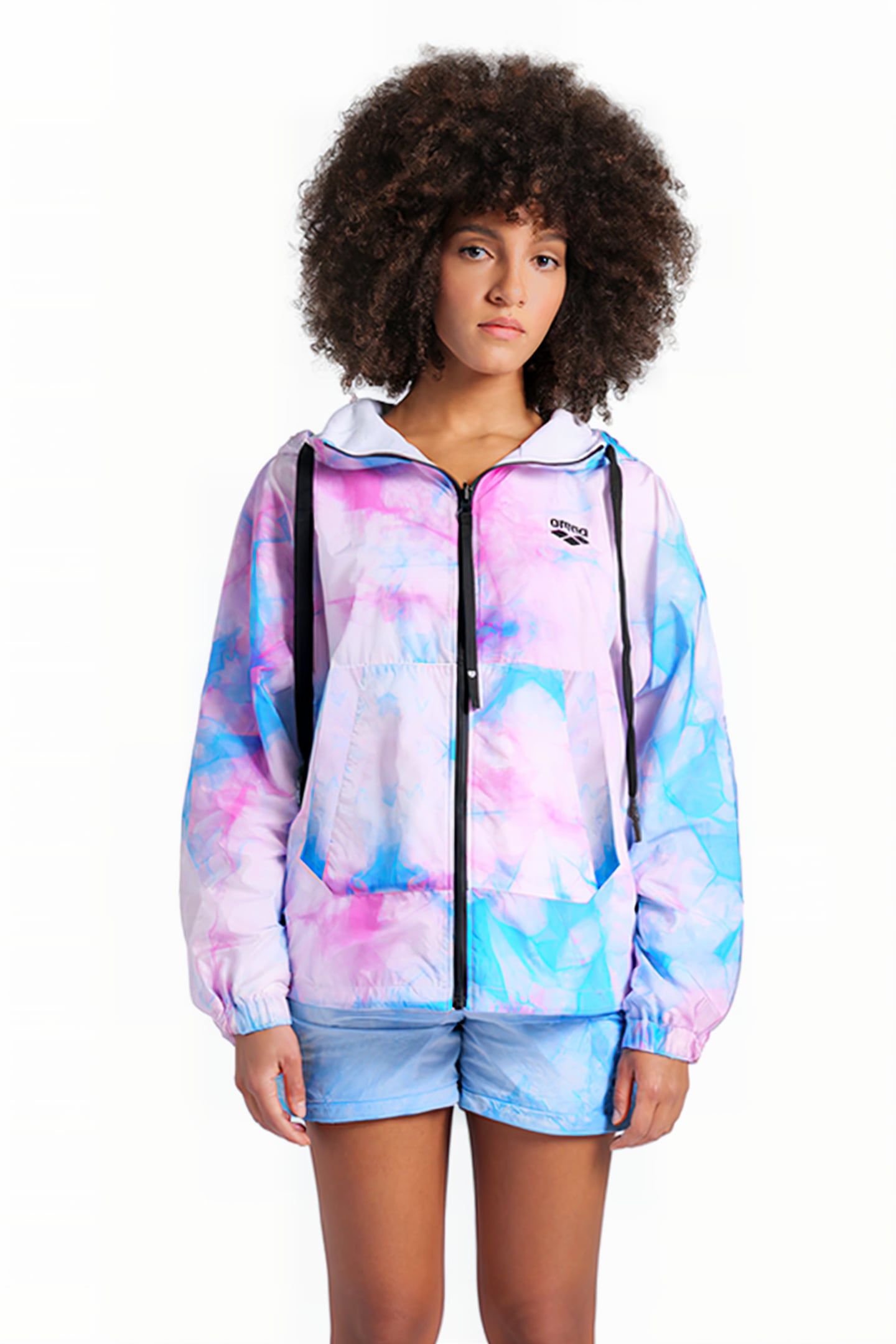 WOMEN'S HOODED JACKET MPH CYAN MULTI TIE&DYE 1