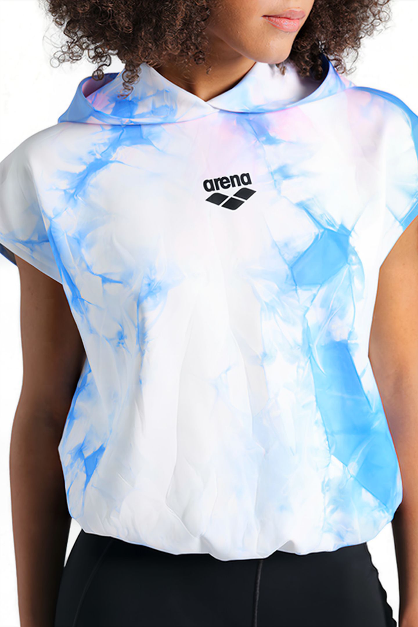 WOMEN'S HOODED SLEEVELESS SWEAT MPH CYAN MULTI TIE&DYE 4