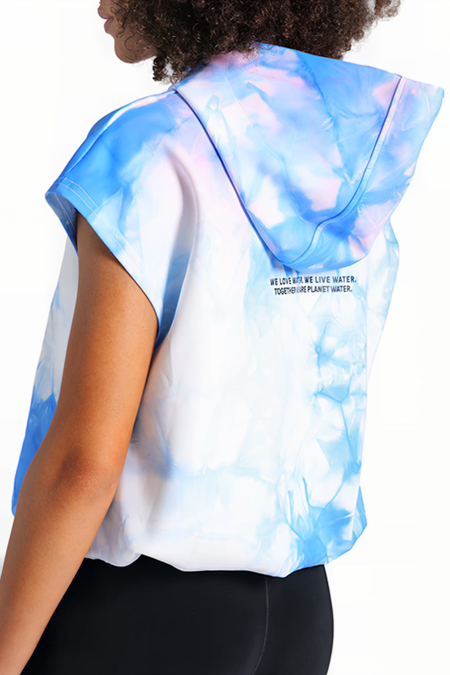 WOMEN'S HOODED SLEEVELESS SWEAT MPH CYAN MULTI TIE&DYE 5
