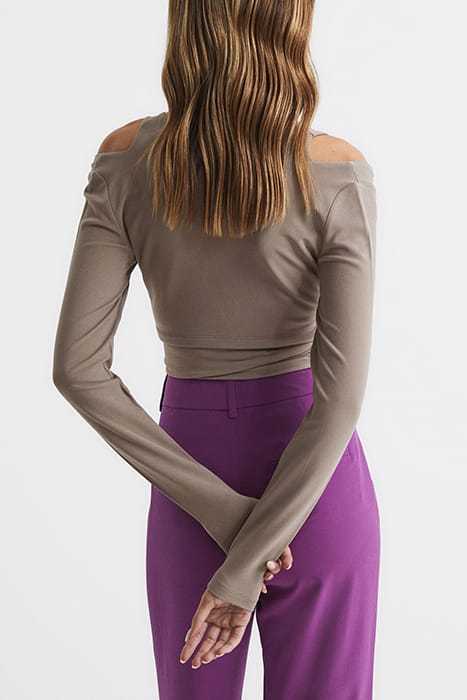 CAMILLE-TIE LONG-SLEEVED TOP — MINK 2