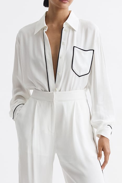 GINA-SIDE BUTTON-DOWN SHIRT — IVORY 4