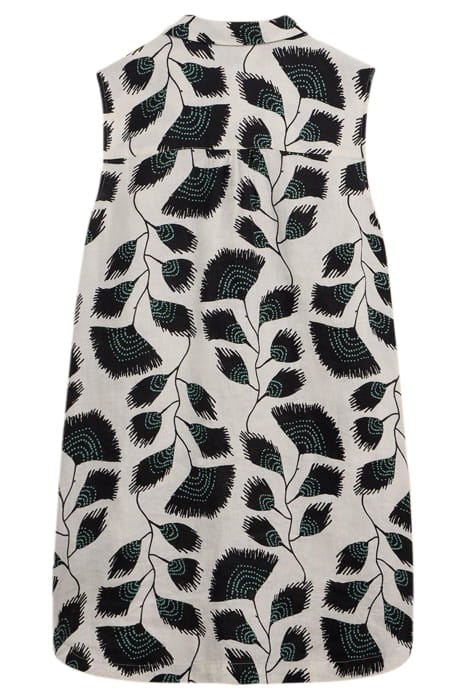 EVELYN SLEEVELE LINEN TUNIC BLACK PRINTED 2
