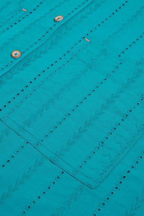 ELLIE COTTON BRODERIE SHIRT BRIGHT TEAL 3