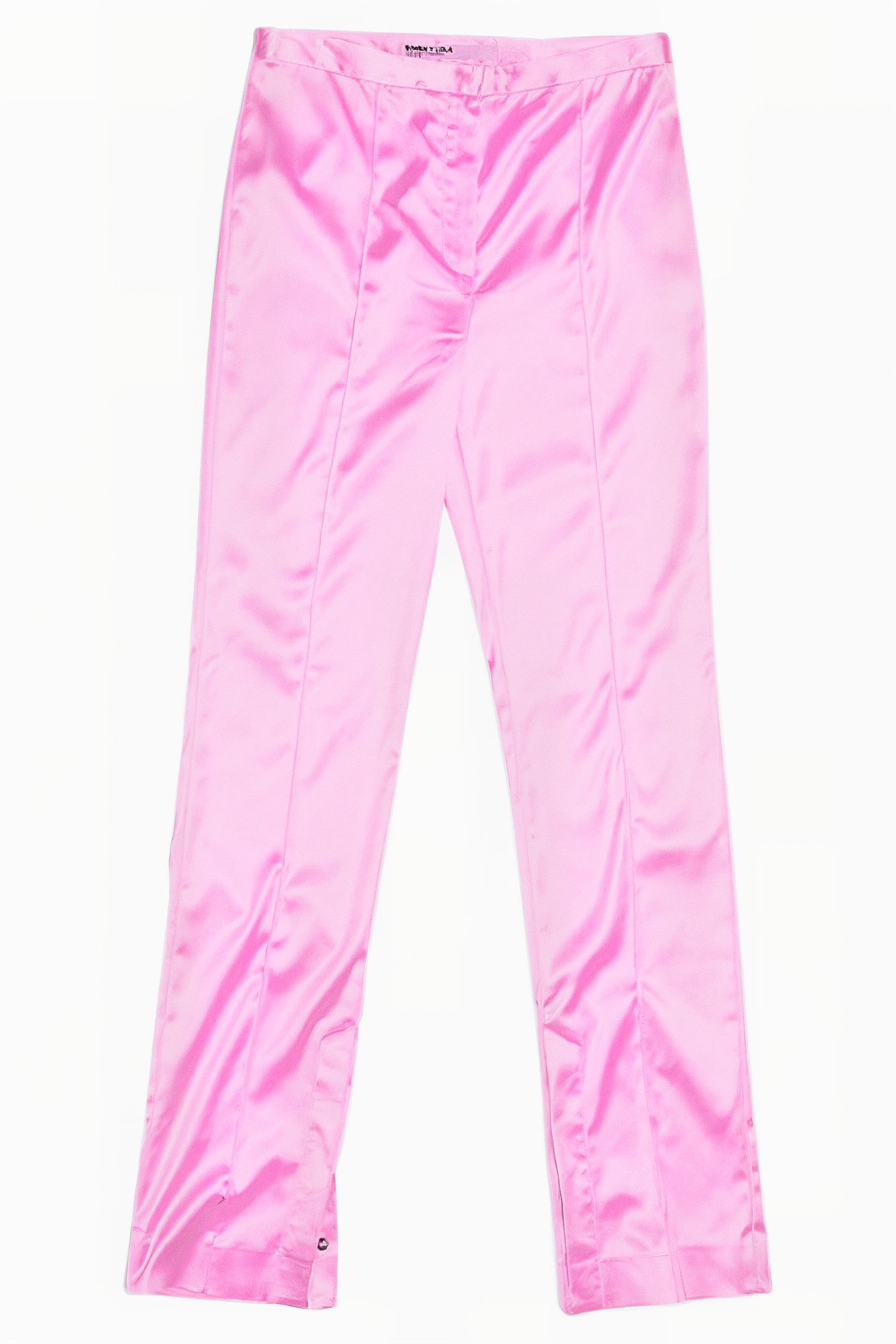 BUBBLE GUM PINK STRAIGHT-CUT SATIN-EFFECT SUIT PANT 3