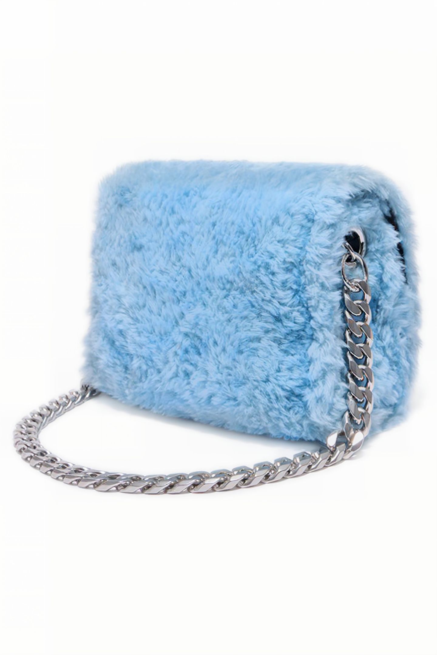 M LIGHT BLUE FUR SHOULDER BAG 2