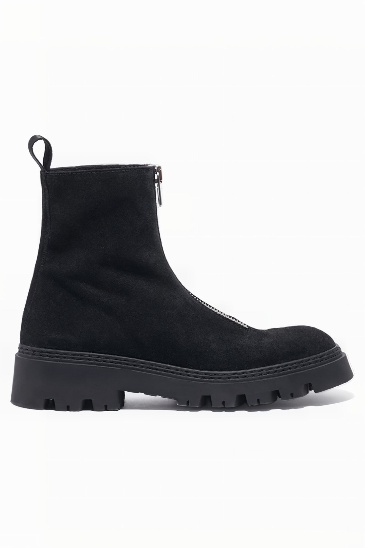 BLACK SPLIT LEATHER ANKLE BOOT 1