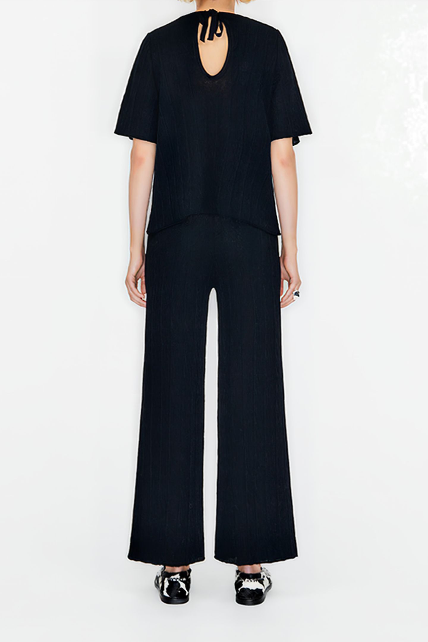 BLACK JERSEY-KNIT TROUSERS 2