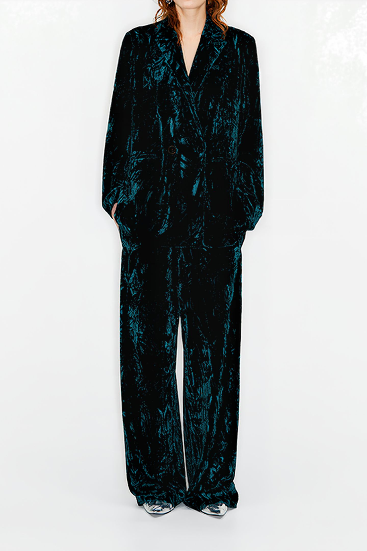 GREEN VELVET A-LINE BLAZER 1