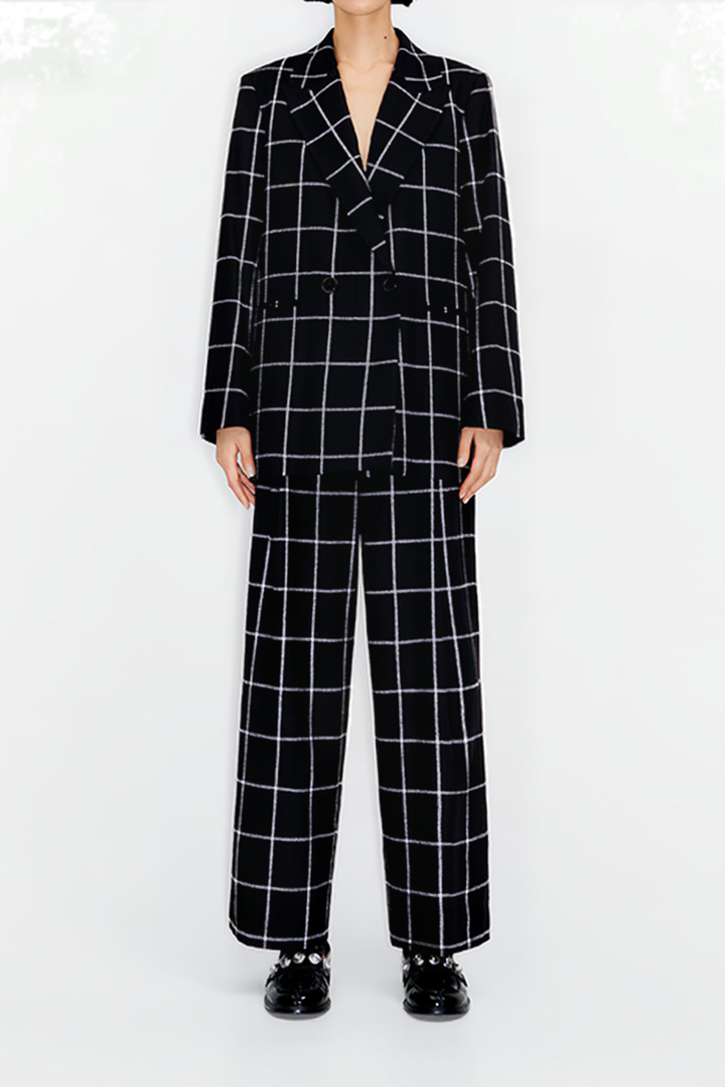 BLACK CHECKED A-LINE BLAZER 1