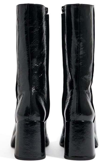 BLACK LEATHER PLATFORM HEELED ANKLE BOOT 3