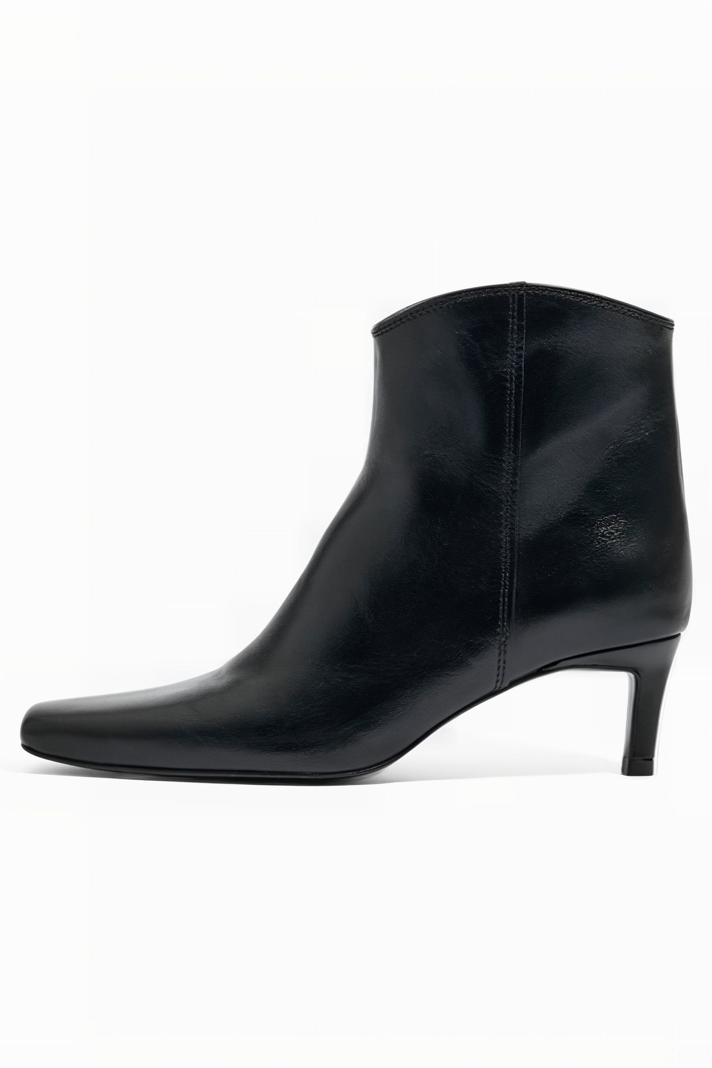 BLACK LEATHER HEELED GAUCHO ANKLE BOOT 1