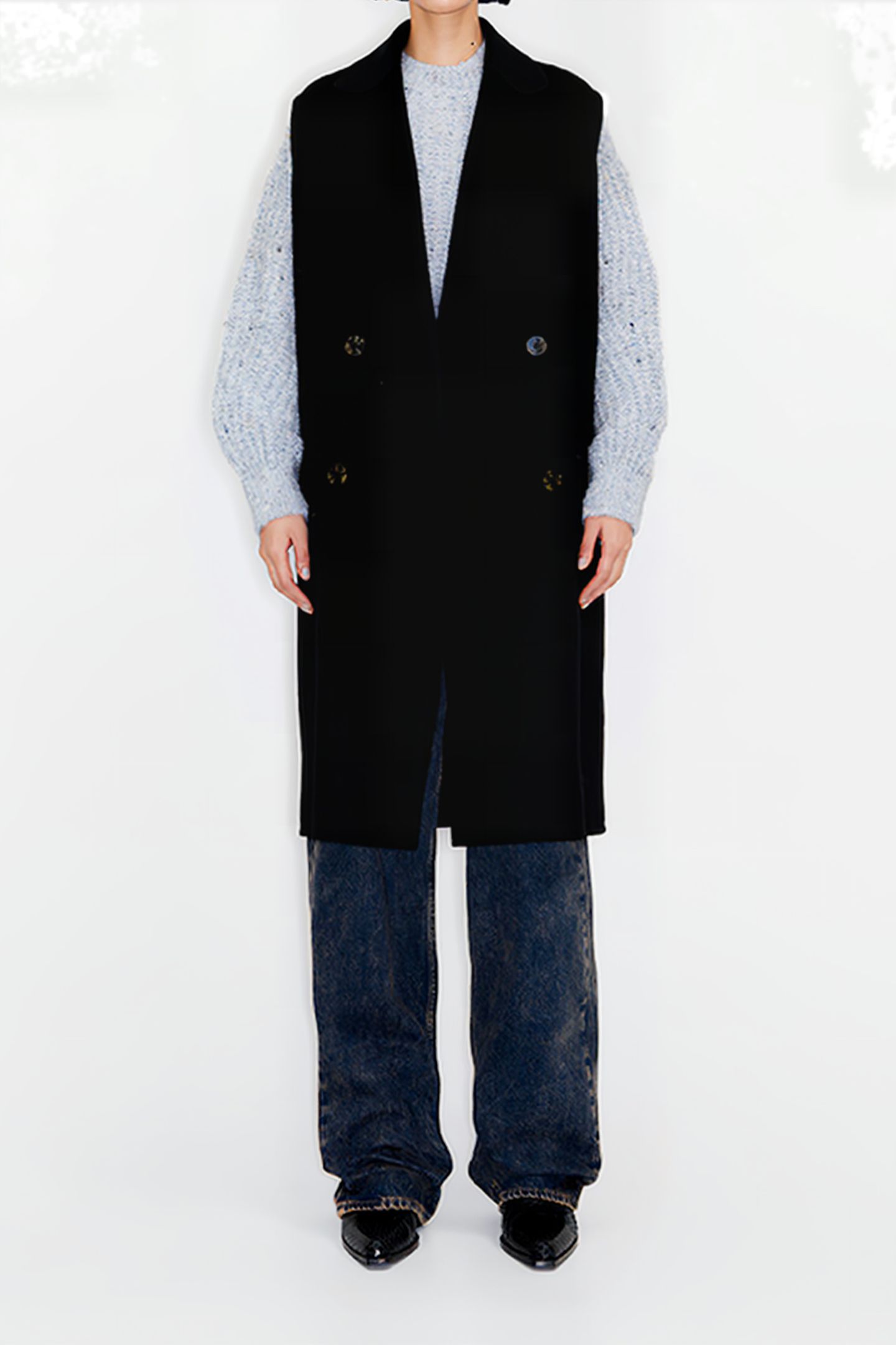 BLACK DOUBLE-FACE TAILORED VEST 1