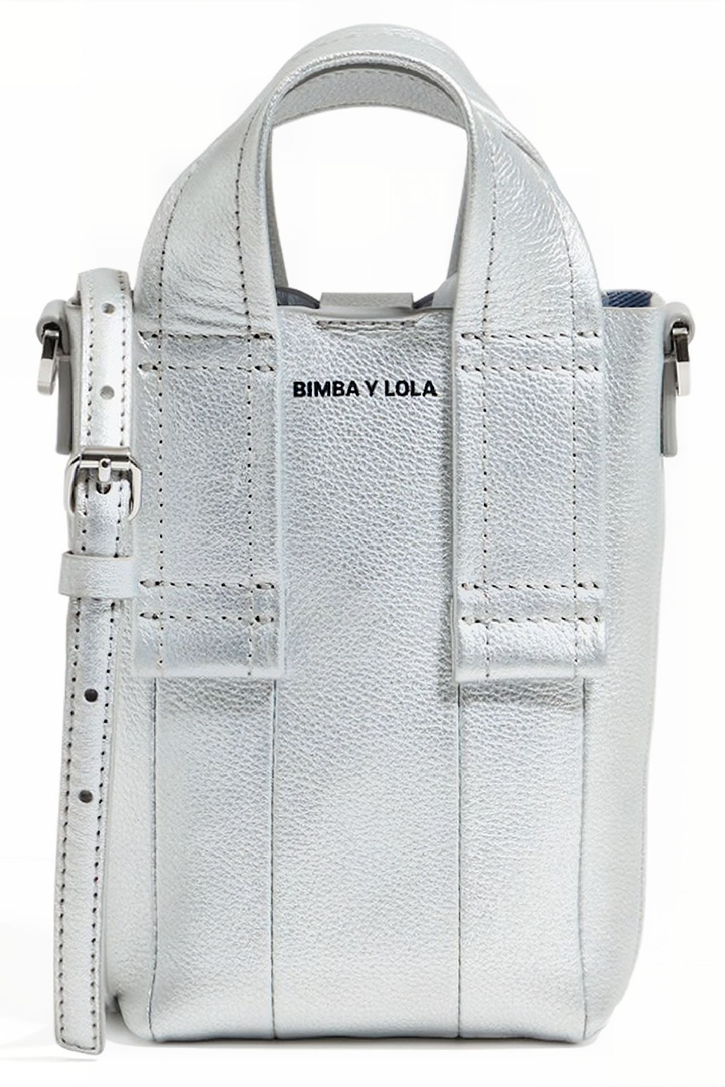 MINI SILVER LEATHER CROSSBODY BAG 1