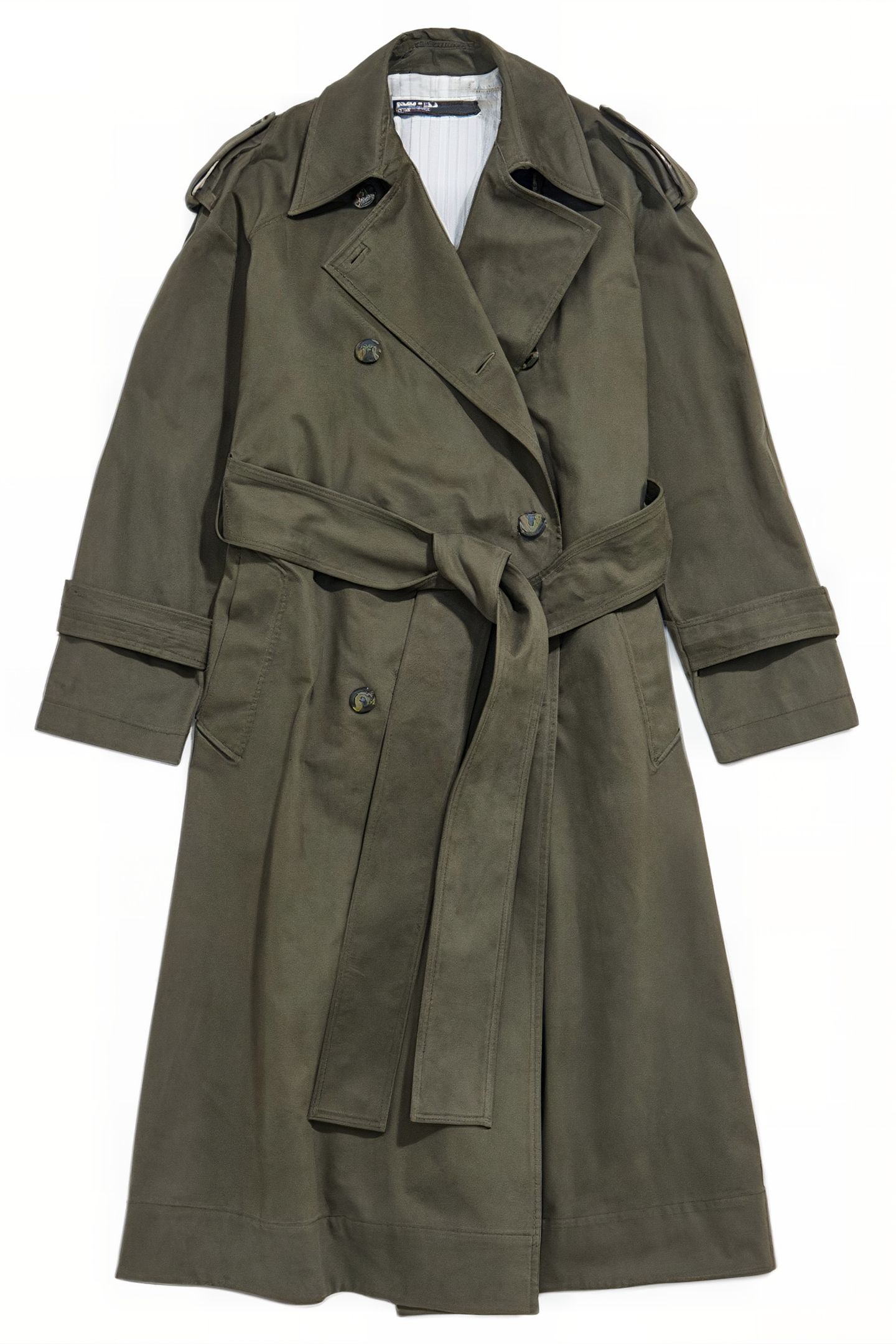 LONG DARK KHAKI TRENCH COAT 3