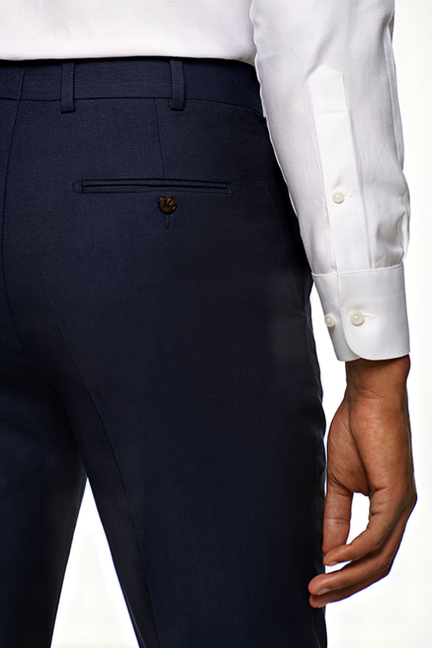 BLUE BIRD'S EYE SLIM LEG STRAIGHT TROUSERS 6