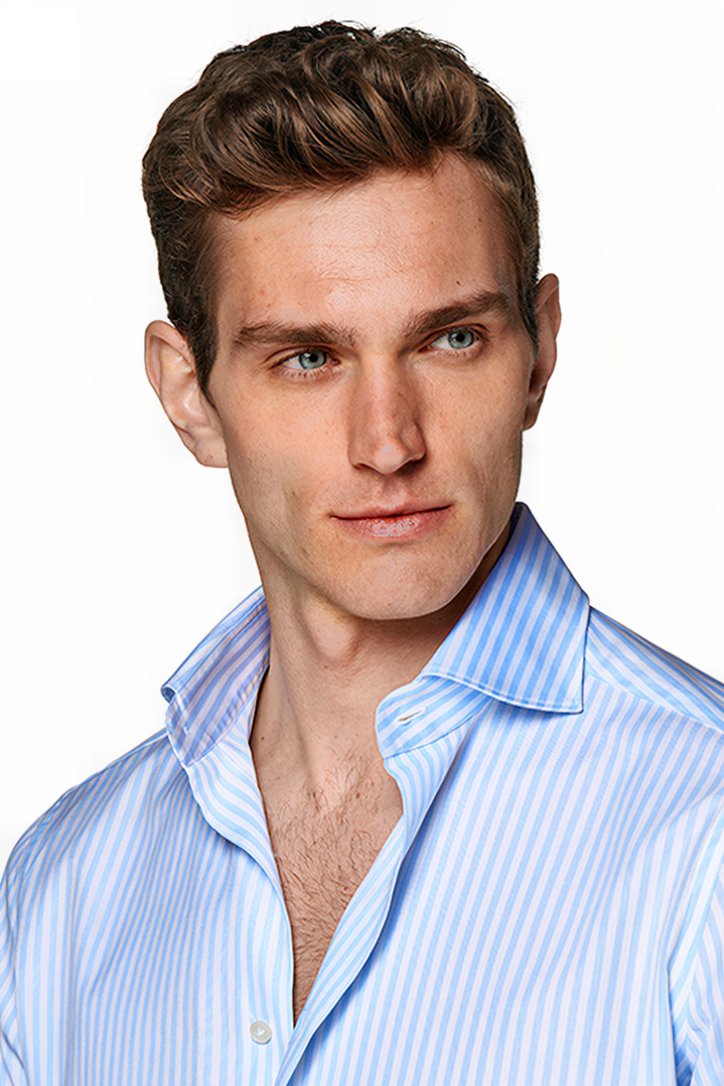 LIGHT BLUE STRIPED TWILL SLIM FIT SHIRT 4