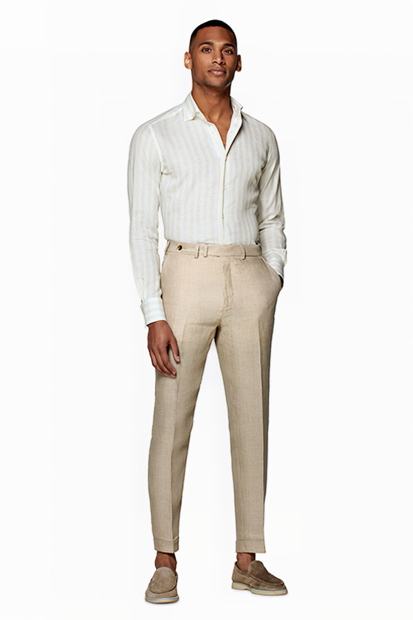 LIGHT BROWN STRIPED SLIM FIT SHIRT 3
