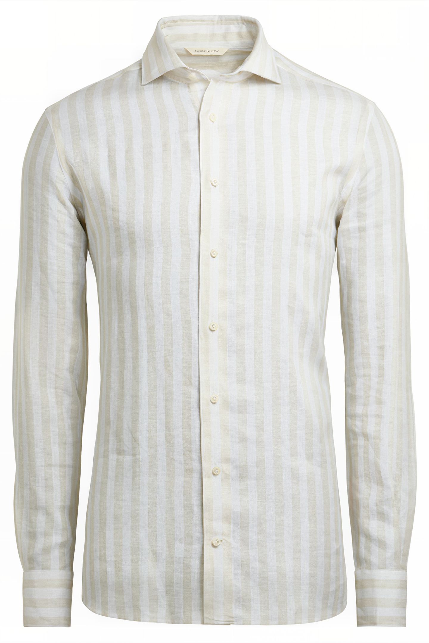 LIGHT BROWN STRIPED SLIM FIT SHIRT 4