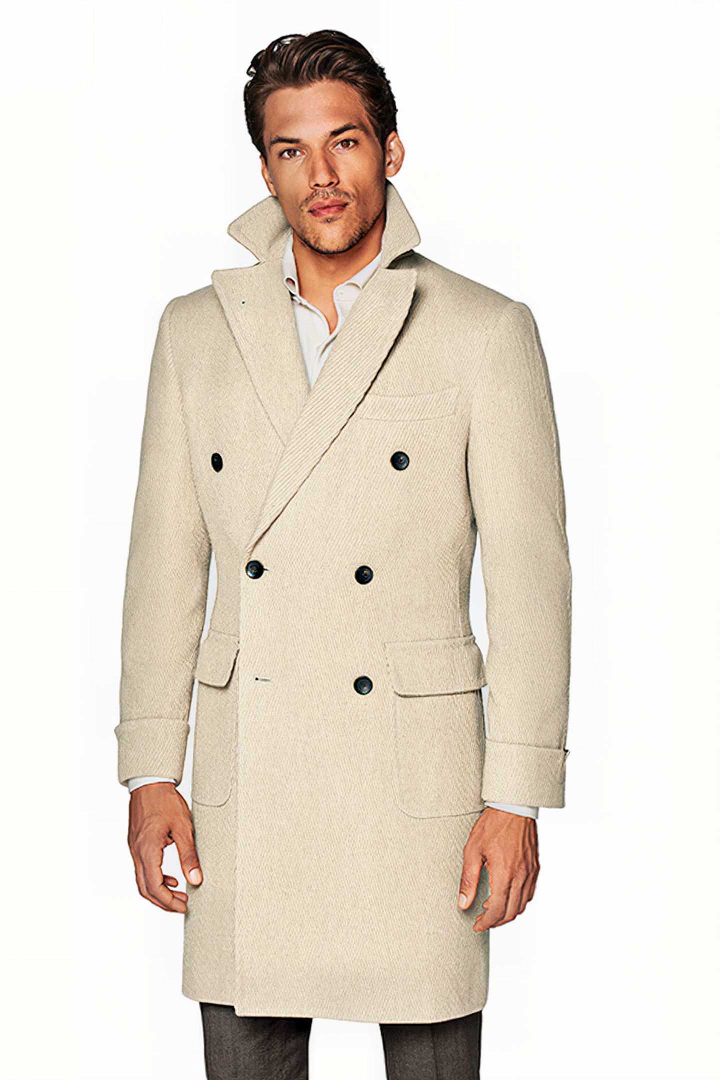 LIGHT BROWN TWILL POLO COAT 1