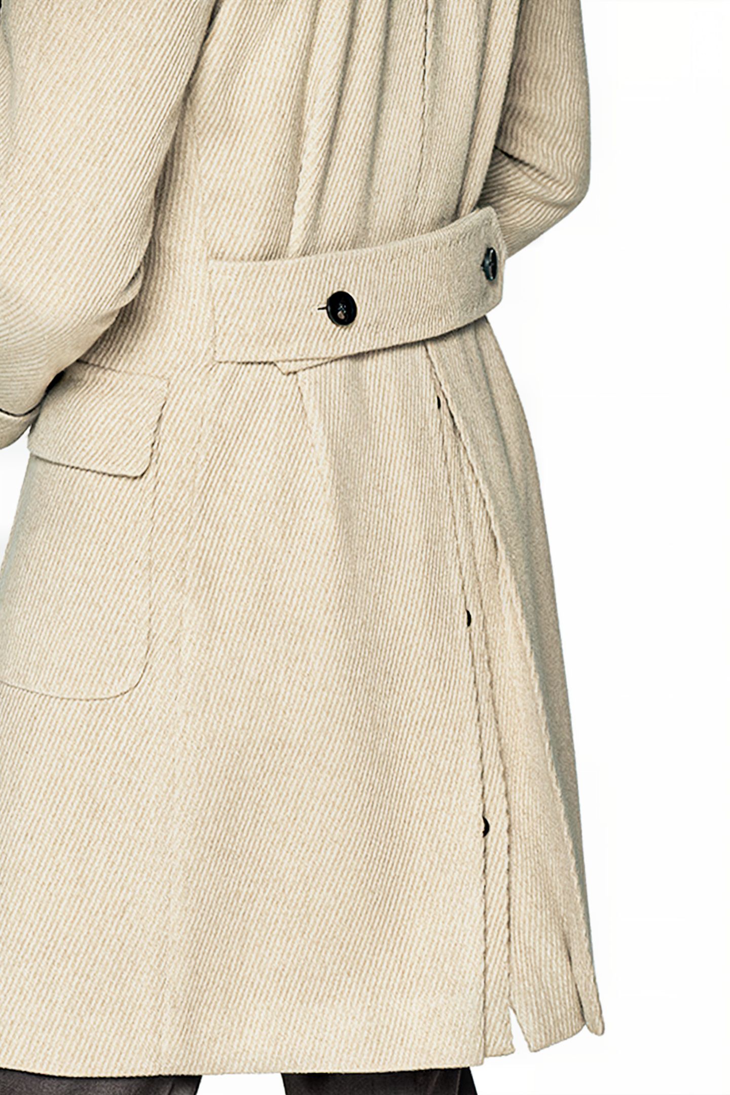 LIGHT BROWN TWILL POLO COAT 6