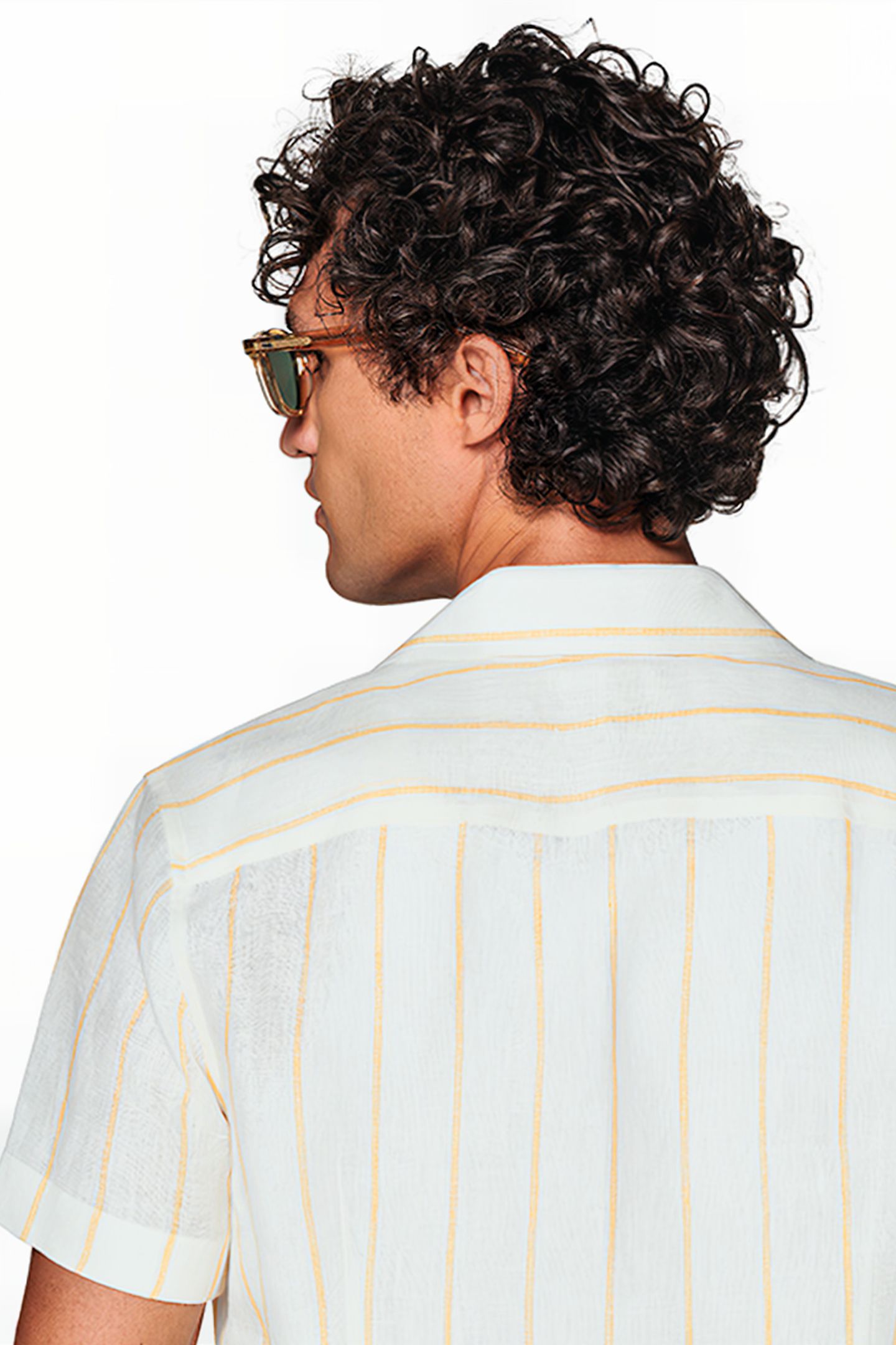 YELLOW STRIPED CAMP COLLAR SLIM FIT SHIRT 7