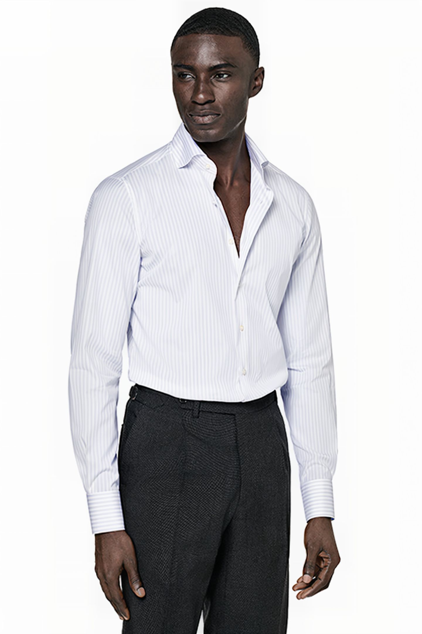 PURPLE STRIPED POPLIN EXTRA SLIM FIT SHIRT 1