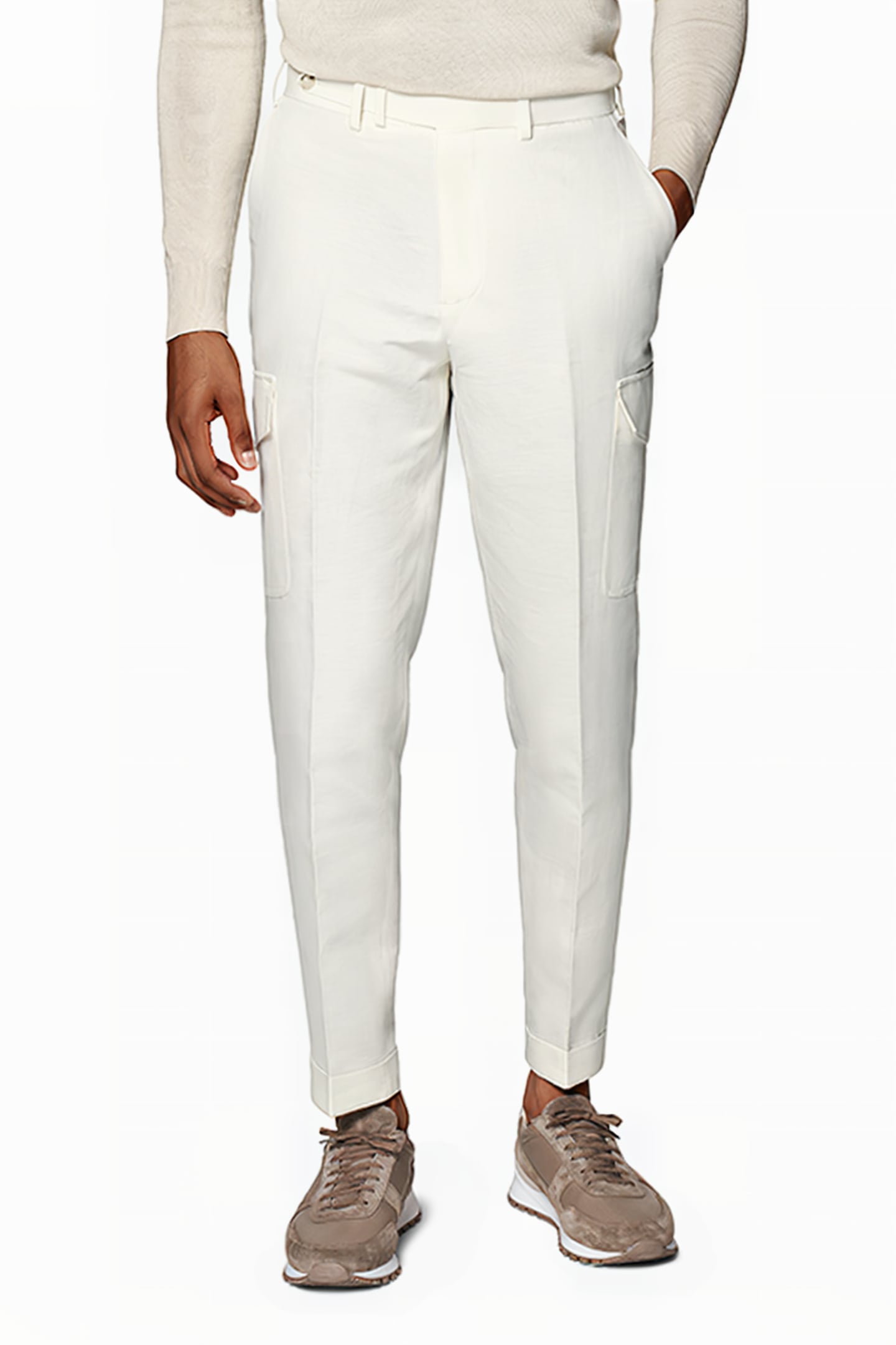 WHITE WIDE LEG TAPERED TROUSERS 1