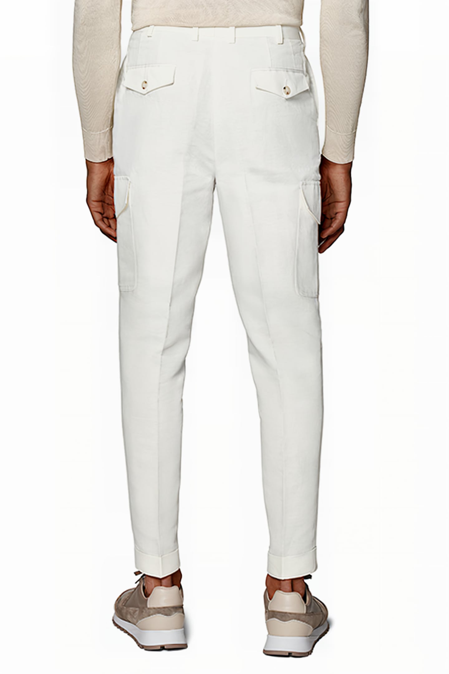 WHITE WIDE LEG TAPERED TROUSERS 2