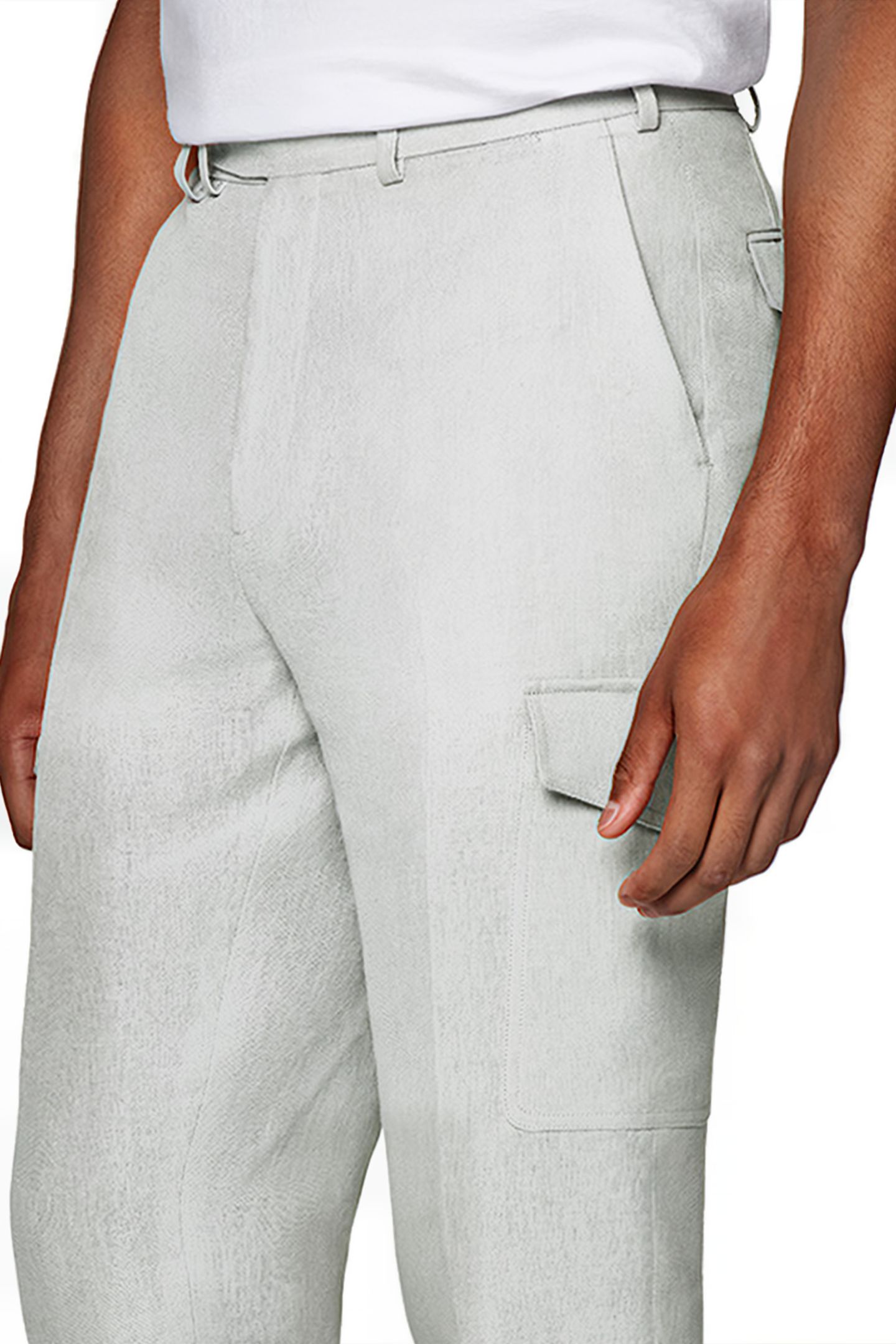 LIGHT GREY WIDE LEG TAPERED TROUSERS 5