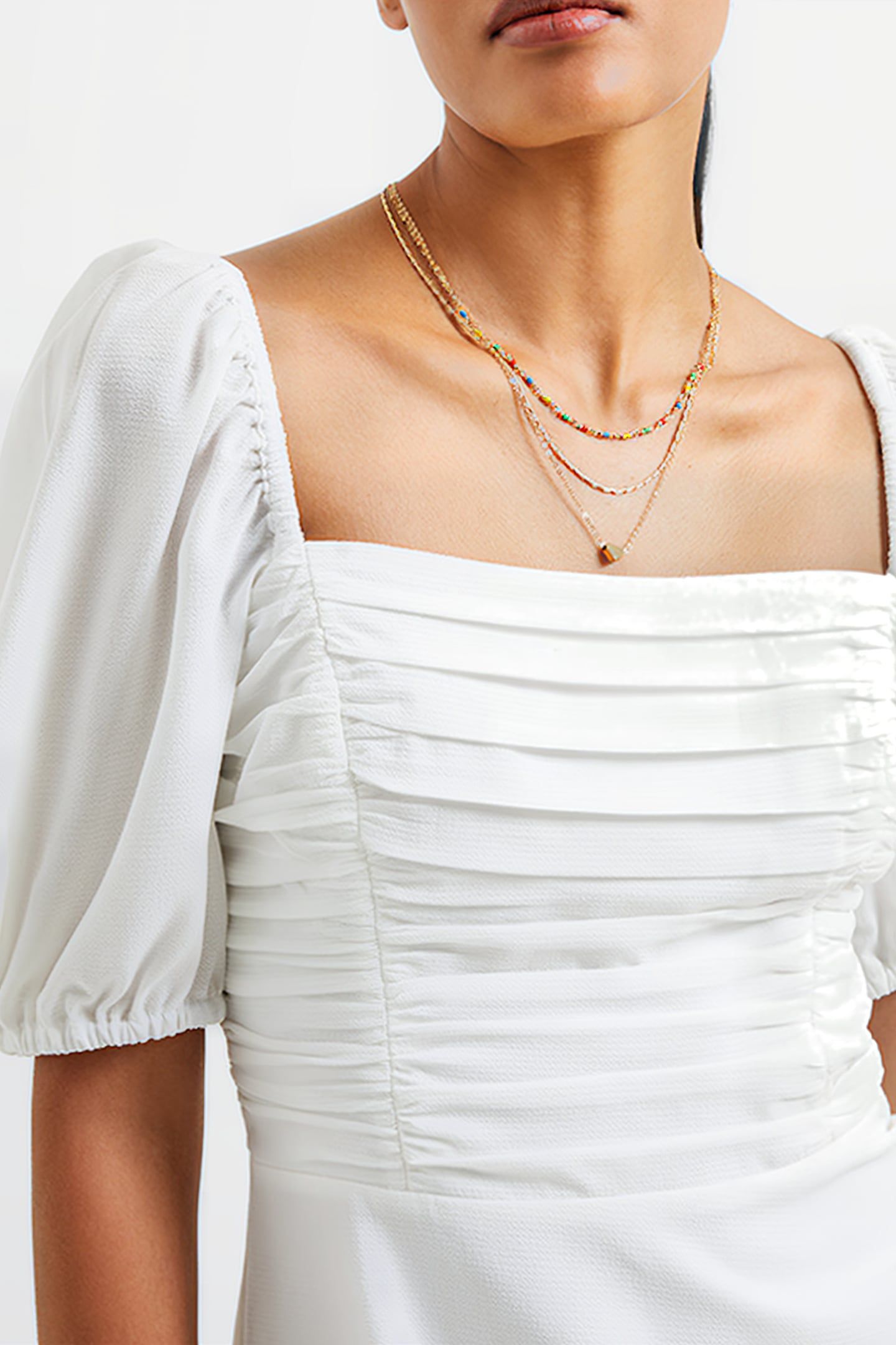 AFINA VERONA RUCHED MIDI DRESS WHITE 4