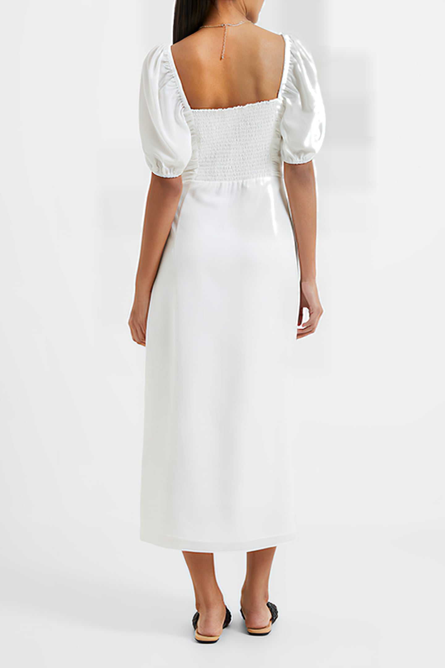 AFINA VERONA RUCHED MIDI DRESS WHITE 2