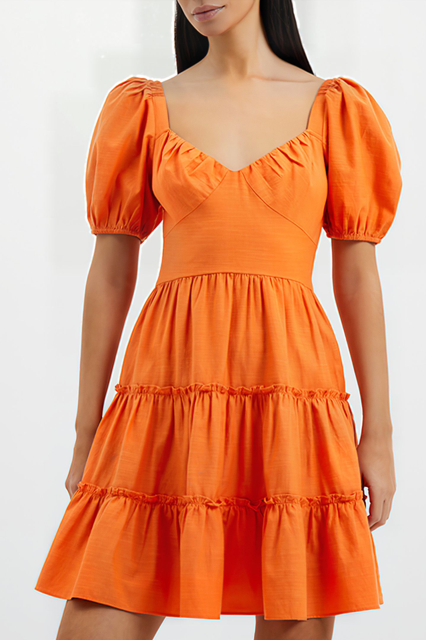 ALANIA PUFF SLEEVE DRESS ORANGE 1