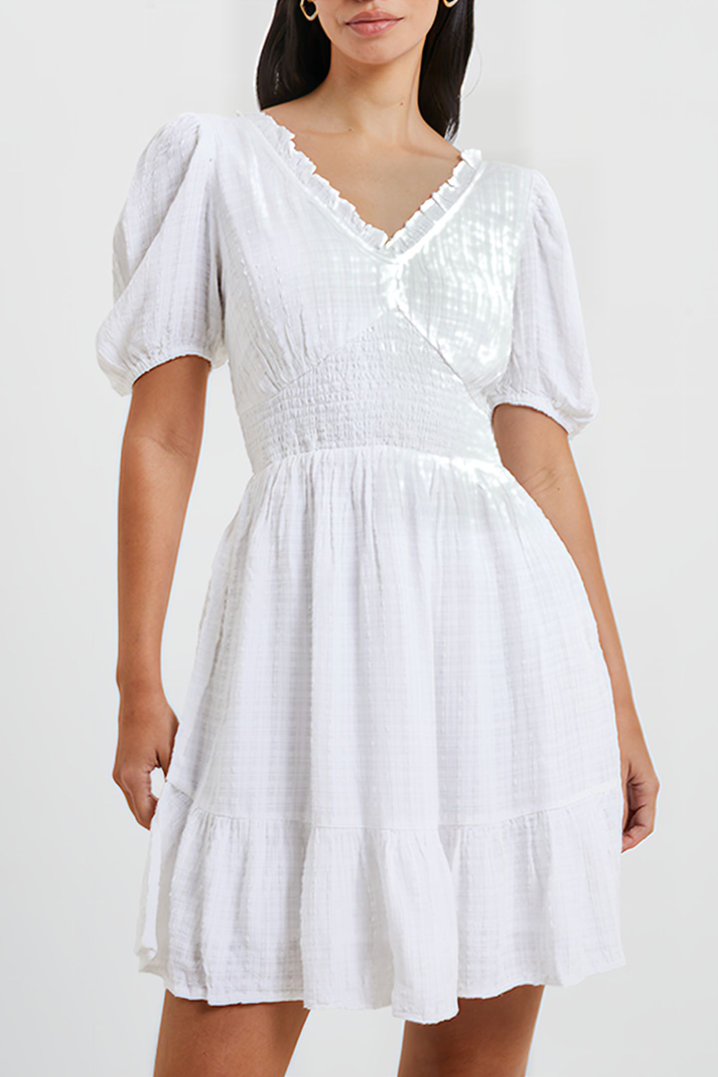 BIRCH PUFF SLEEVE DRESS WHITE 1