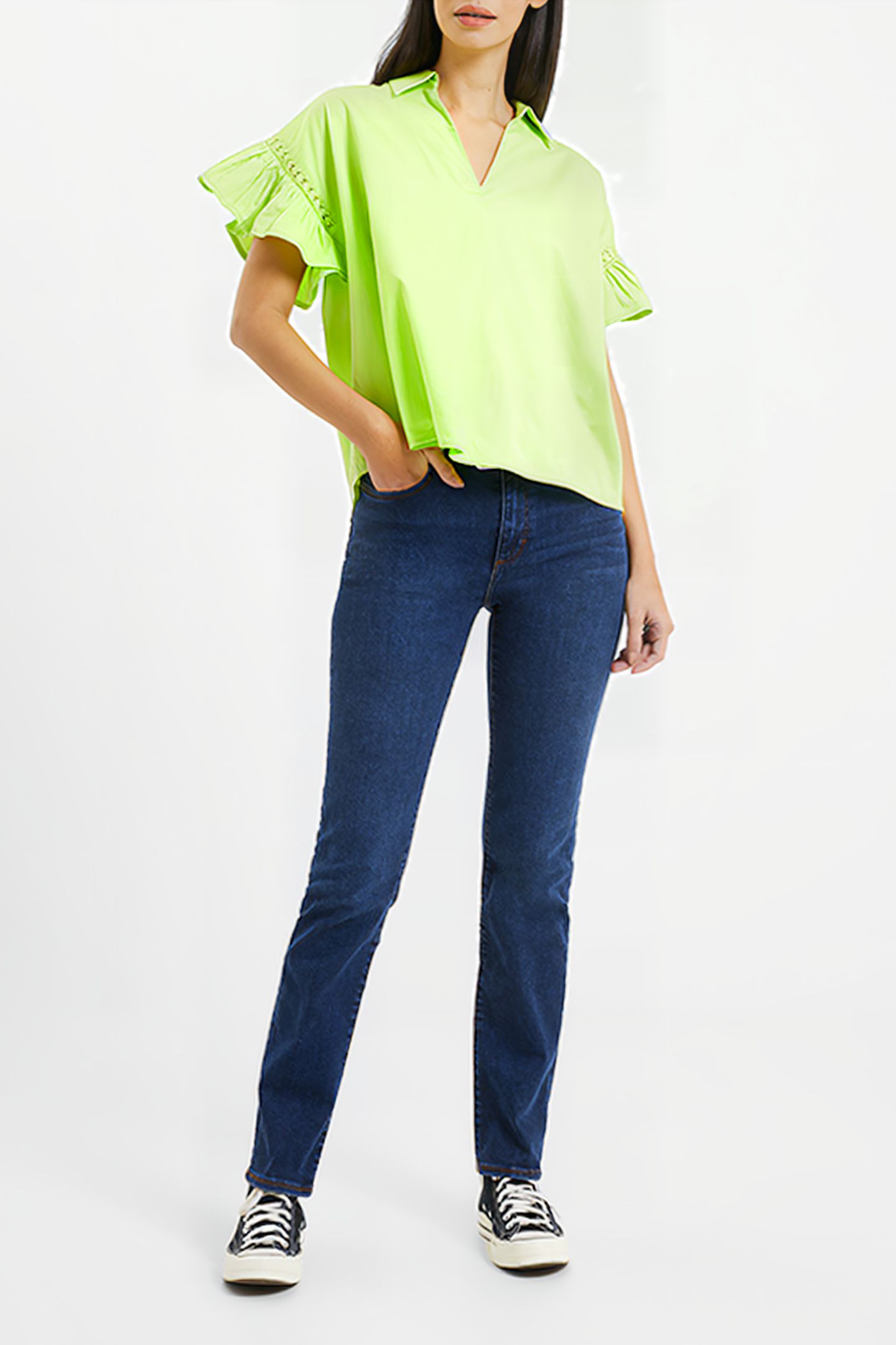 SINDEY COTTON SATIN SHIRT GREEN 3
