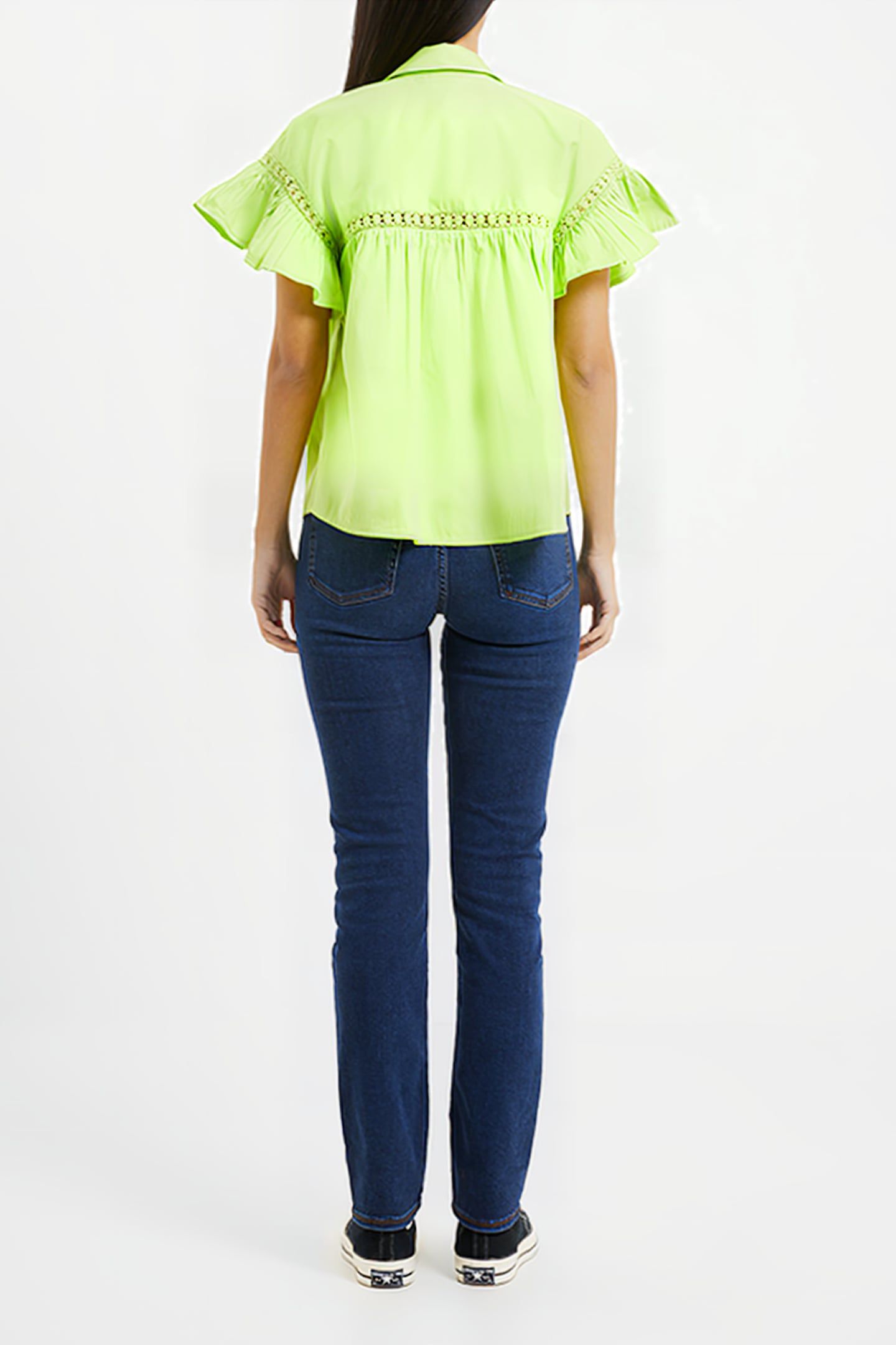 SINDEY COTTON SATIN SHIRT GREEN 4
