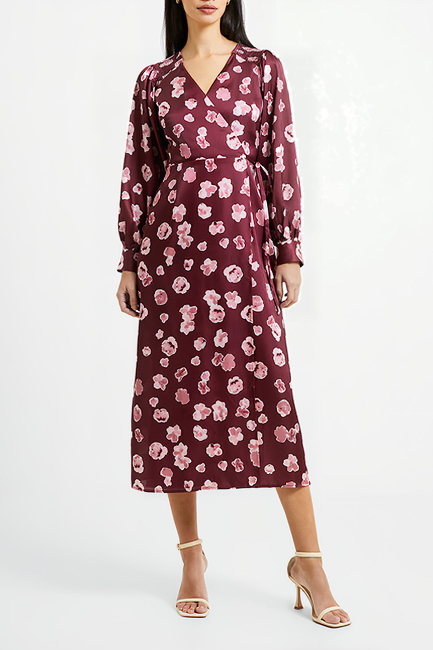 BRONWEN ALEEYA SATIN LS DRESS BROWN 4