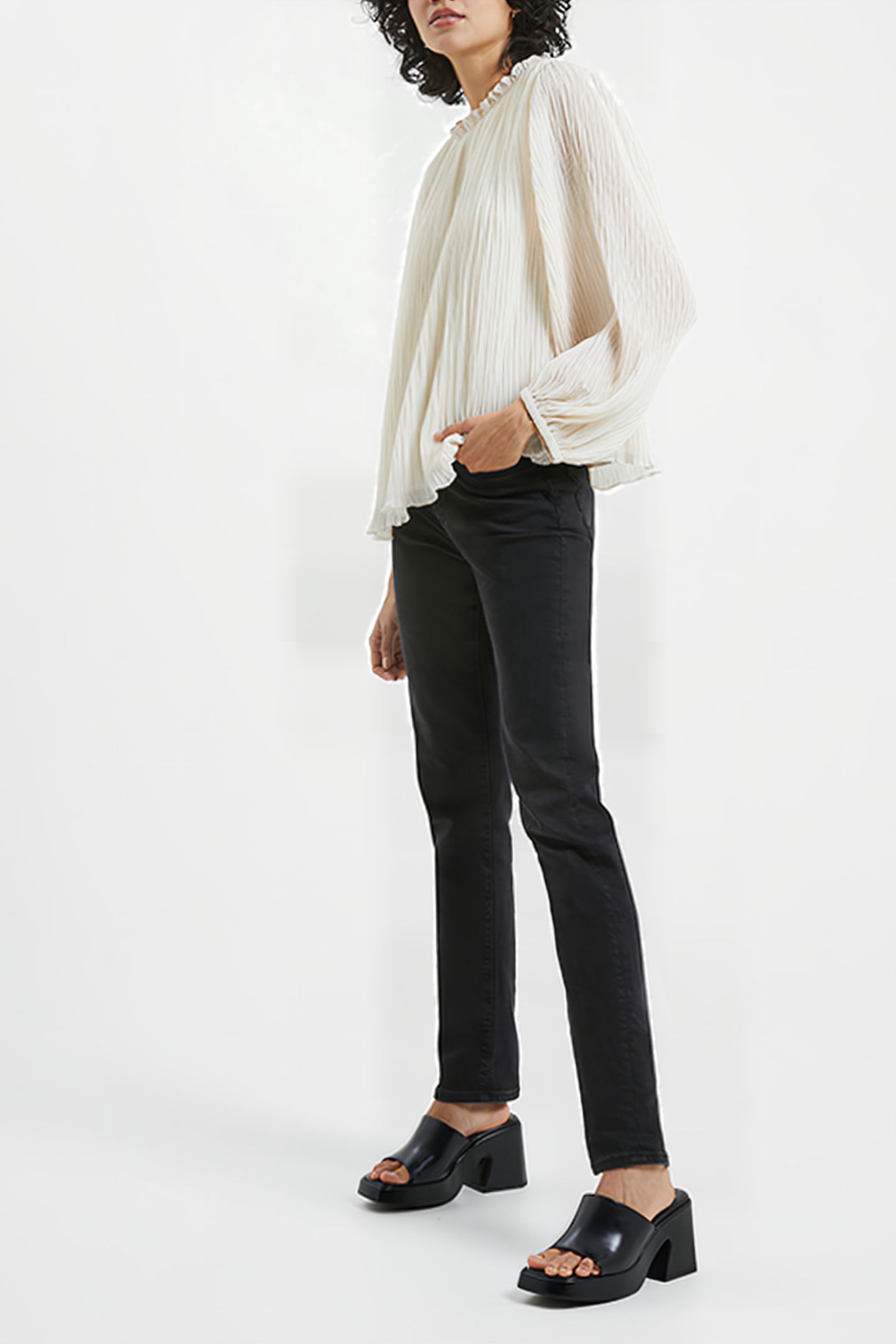 CALLIE LUREX PLEATED TOP BROWN 3