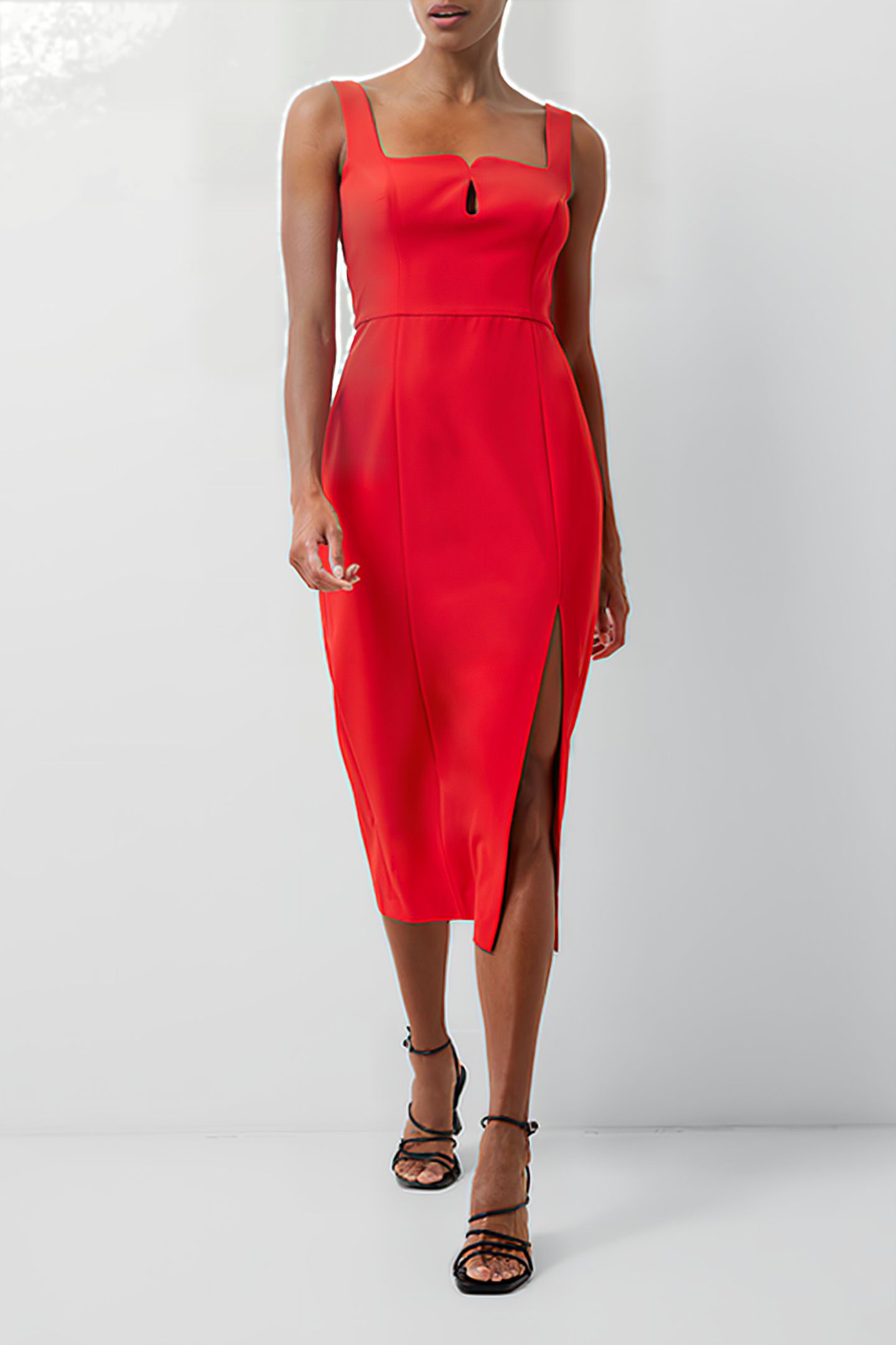 ECHO CREPE BUST DETAIL DRESS RED 4