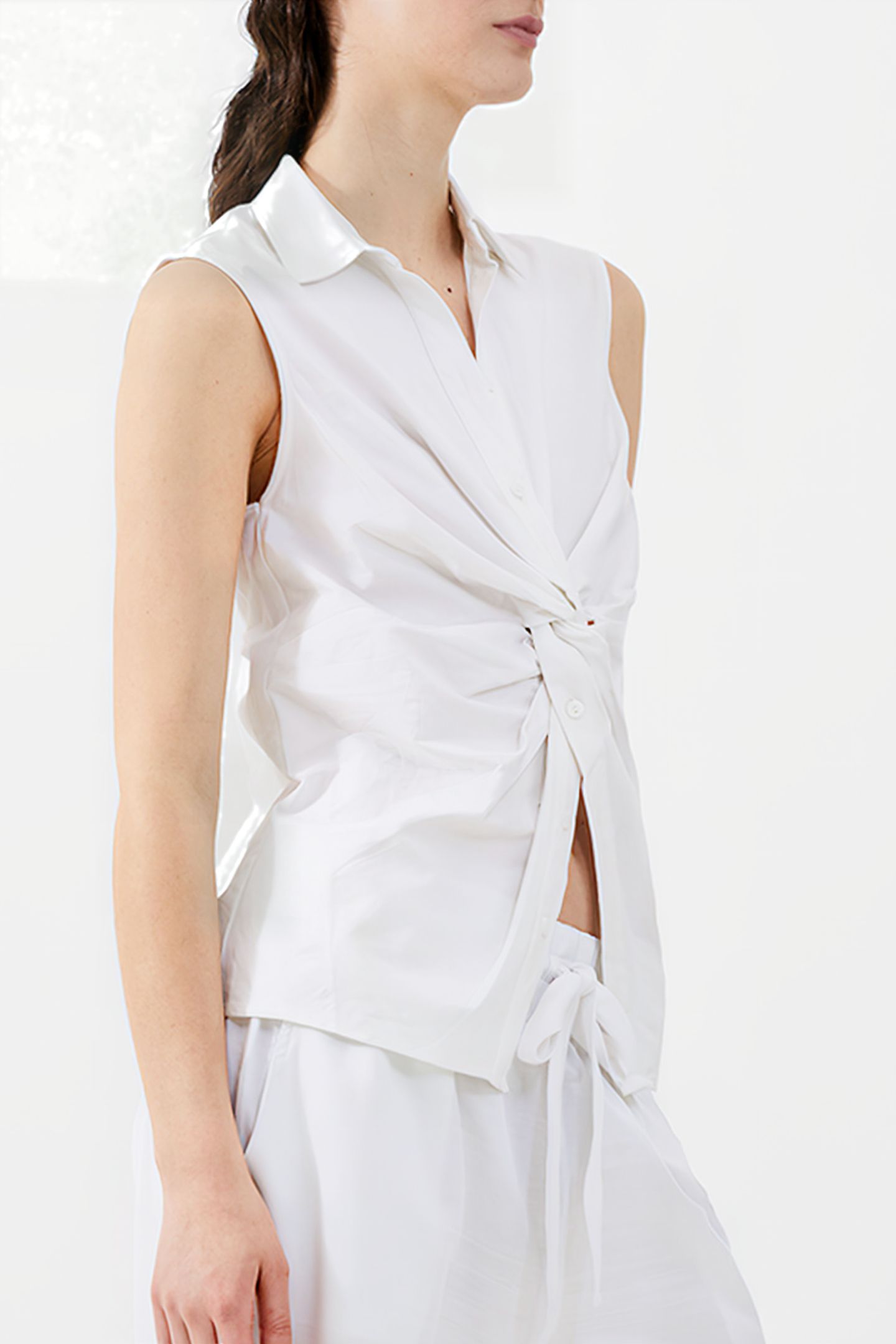 AOFIE LINEN TWIST FRONT SHIRT WHITE 3