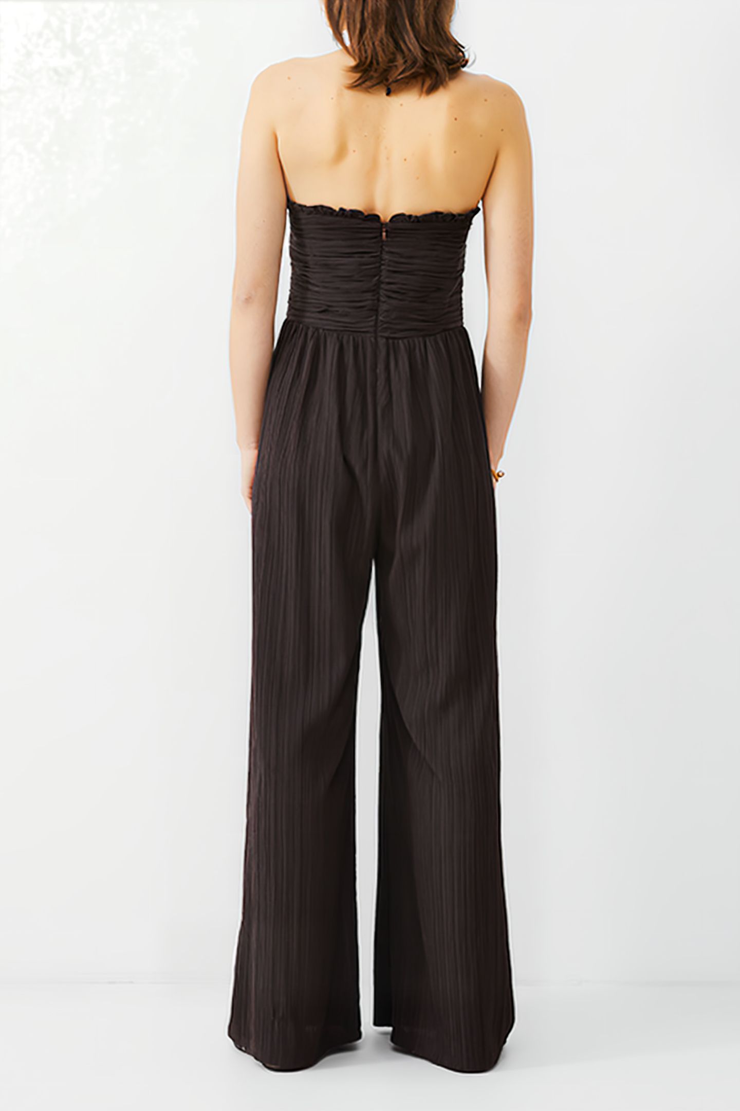 BONNY PLEATED STRAPPY JUMPSUIT BROWN 2