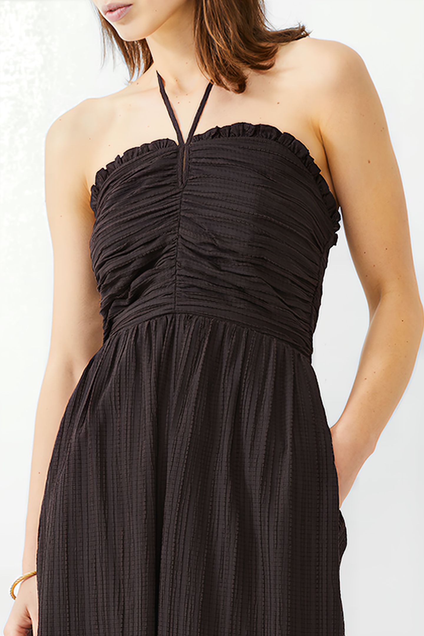 BONNY PLEATED STRAPPY JUMPSUIT BROWN 3