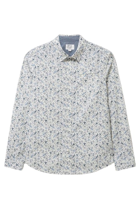 PEACOCK PRINTED SLIM FIT SHIRT NATURAL WHITE 3