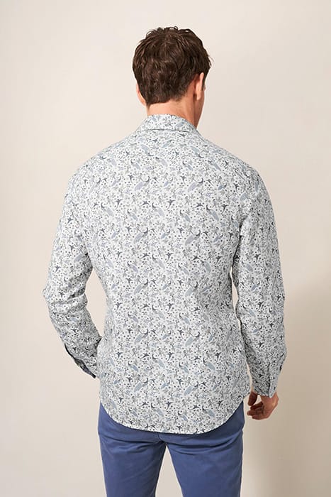 PEACOCK PRINTED SLIM FIT SHIRT NATURAL WHITE 2