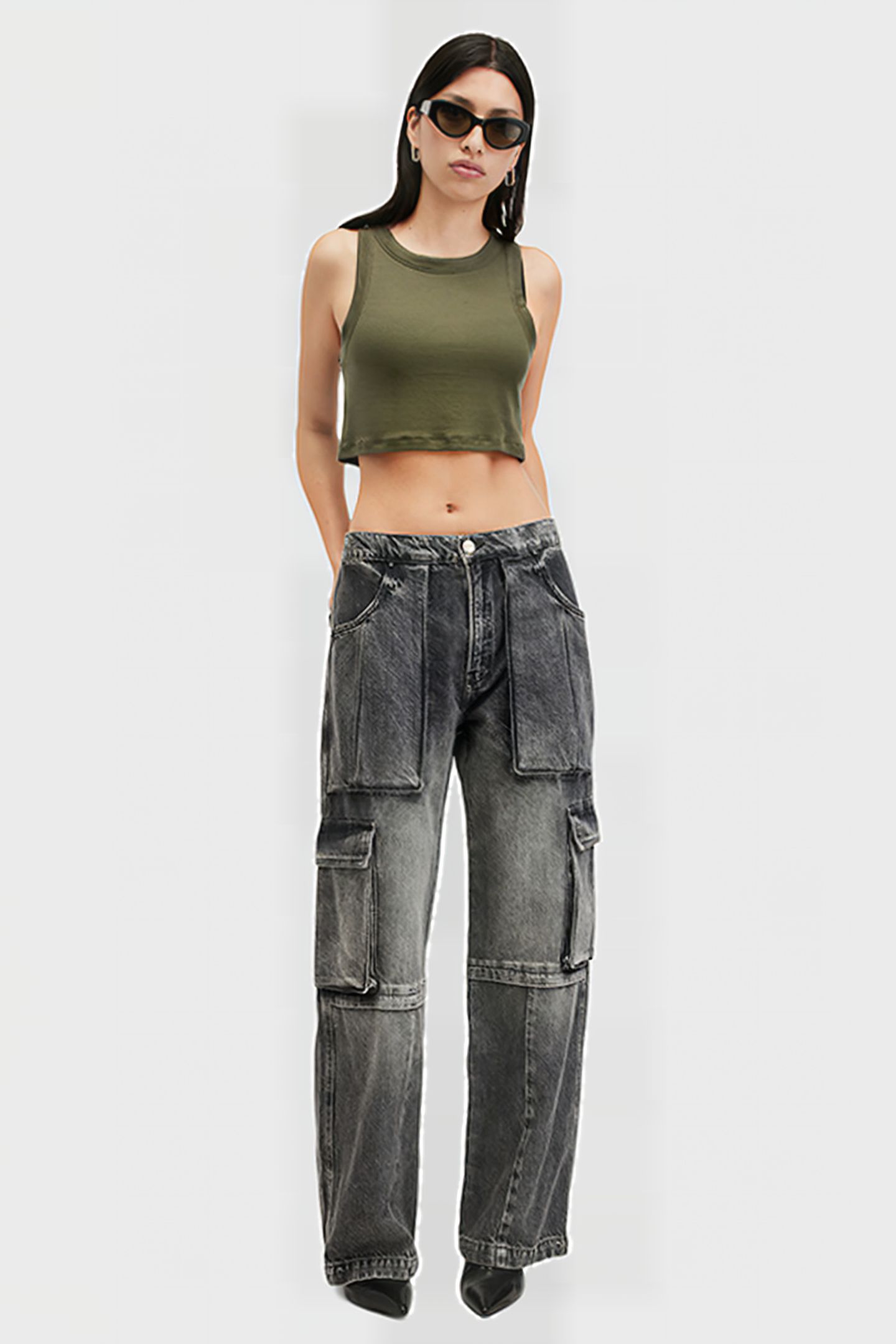 RINA CROPPED TANK TARMAC GREEN 3