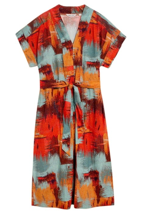 MARIANNE LINEN BLEND DRESS ORANGE PRINT 1