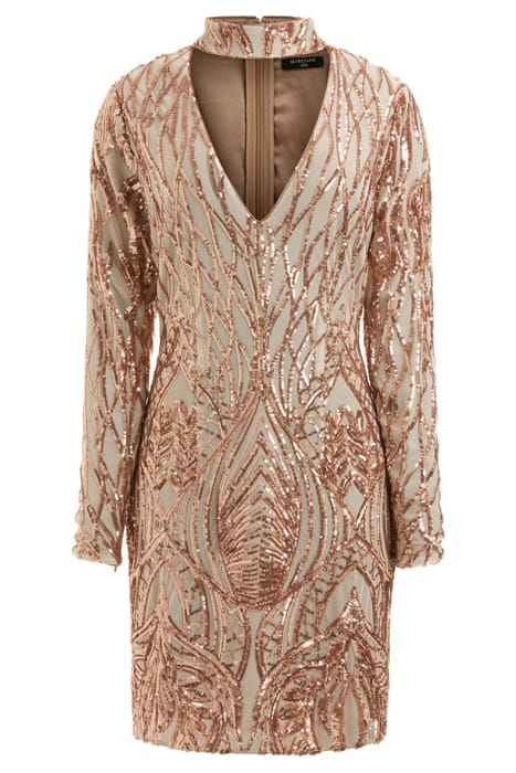 MARCIANO BY GUESS ROARING SEQUINS FAWN TAUPE MINI DRESS MULT 3