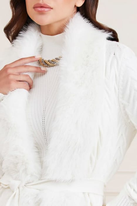 MARCIANO BY GUESS PAULA FAUX FUR LONG PALE COAT PEARL 3
