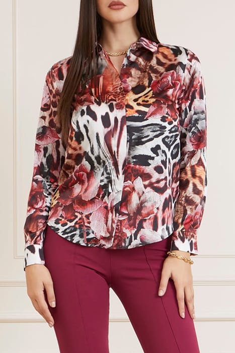 MARCIANO BY GUESS THE ICON BLOUSE PRINT LEOPARD ROSE BUTTON- 1