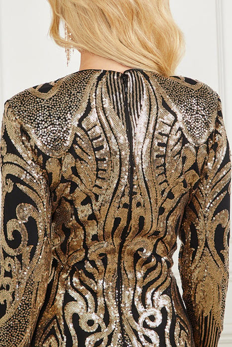 MARCIANO BY GUESS ISLA SEQUIN DRESS BLACK GOLD 8