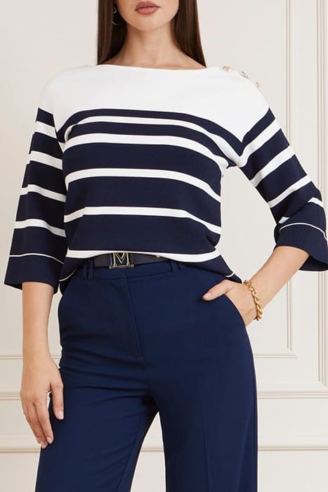 MARCIANO BY GUESS FEBE SWEATER STRIPED BLUE AND WHITE KNITTE 1